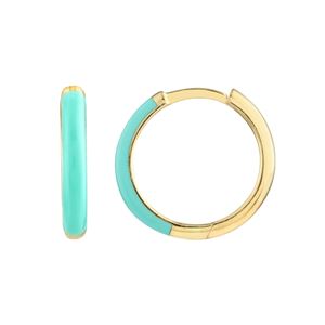 Turquoise Enamel Hoop Earrings