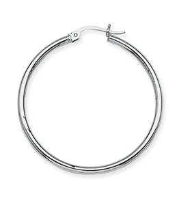 35mm Lightweight Hoop Earrings in White Gold