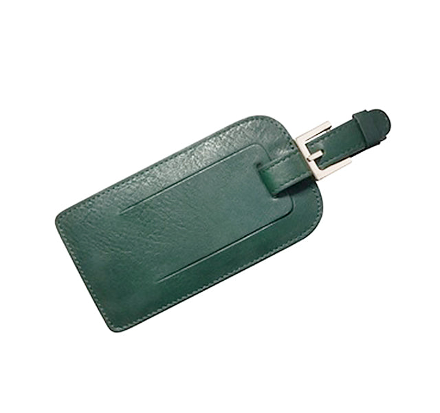 Green Leather Luggage Tag