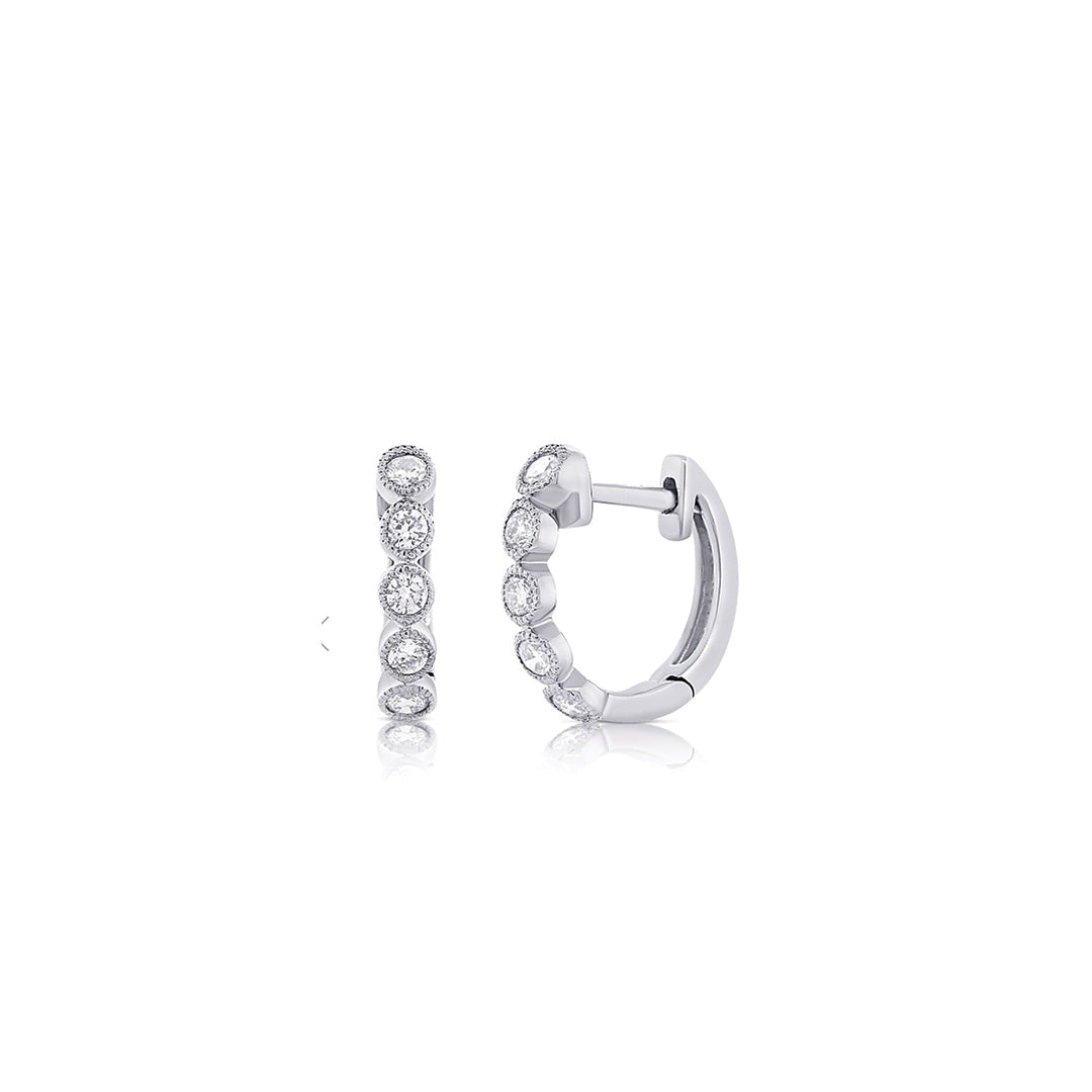 Round Diamond Huggie Earrings