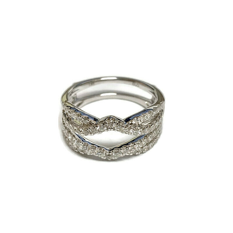 Diamond Split Prong Jacket Style Ring with Two Row Crossover