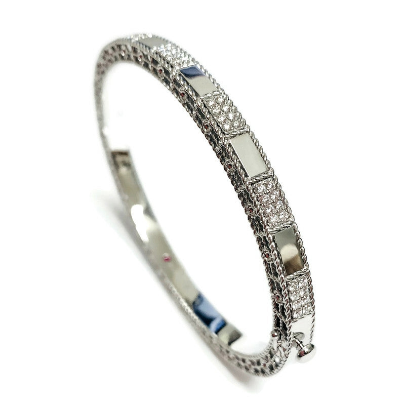 Art Deco Bangle with Diamonds in White Gold