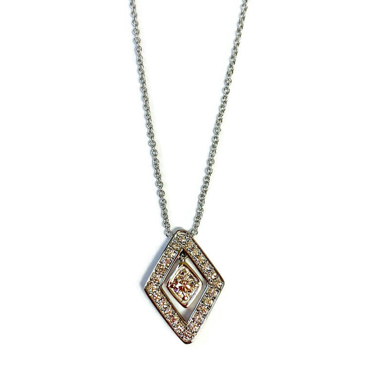 Small Lozenge Diamond Pendant in White Gold