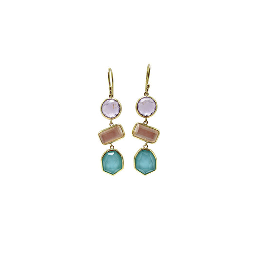 Rock Candy Three Stone Drop Earrings