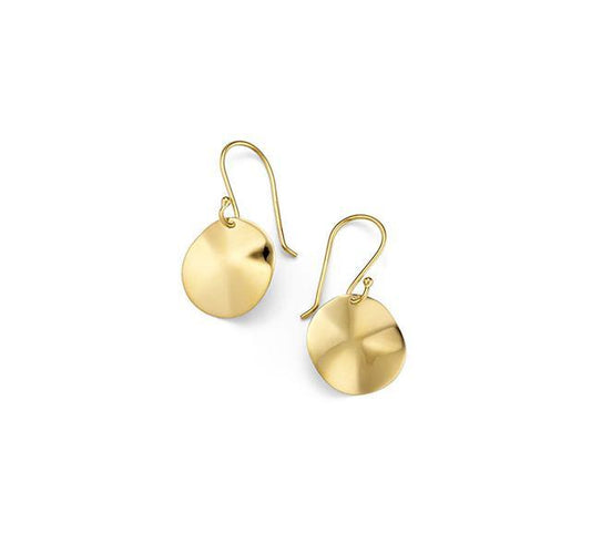 Gold Mini Wavy Disc Earrings