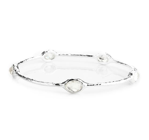 Silver Rock Candy 5-Stone Bangle in Clear Quartz