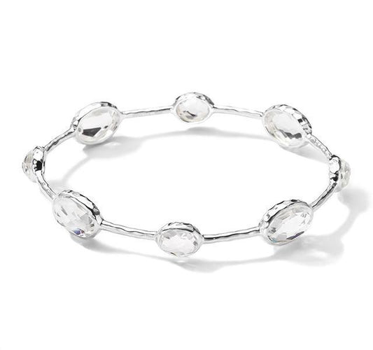 Silver 8-Stone Bangle in Clear Quartz