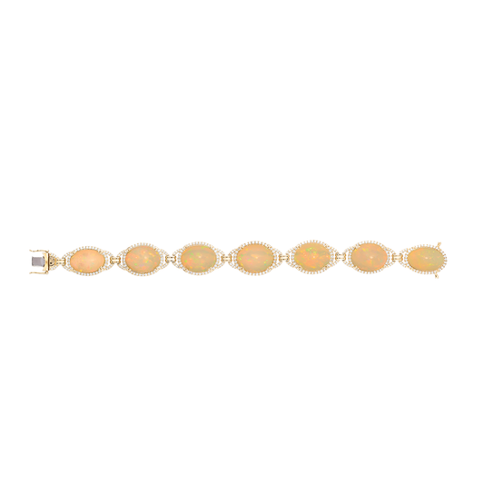 Oval Shape Brown Opal Bracelet with Diamonds