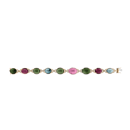 Oval Shaped Mulitcolor Tourmaline Bracelet