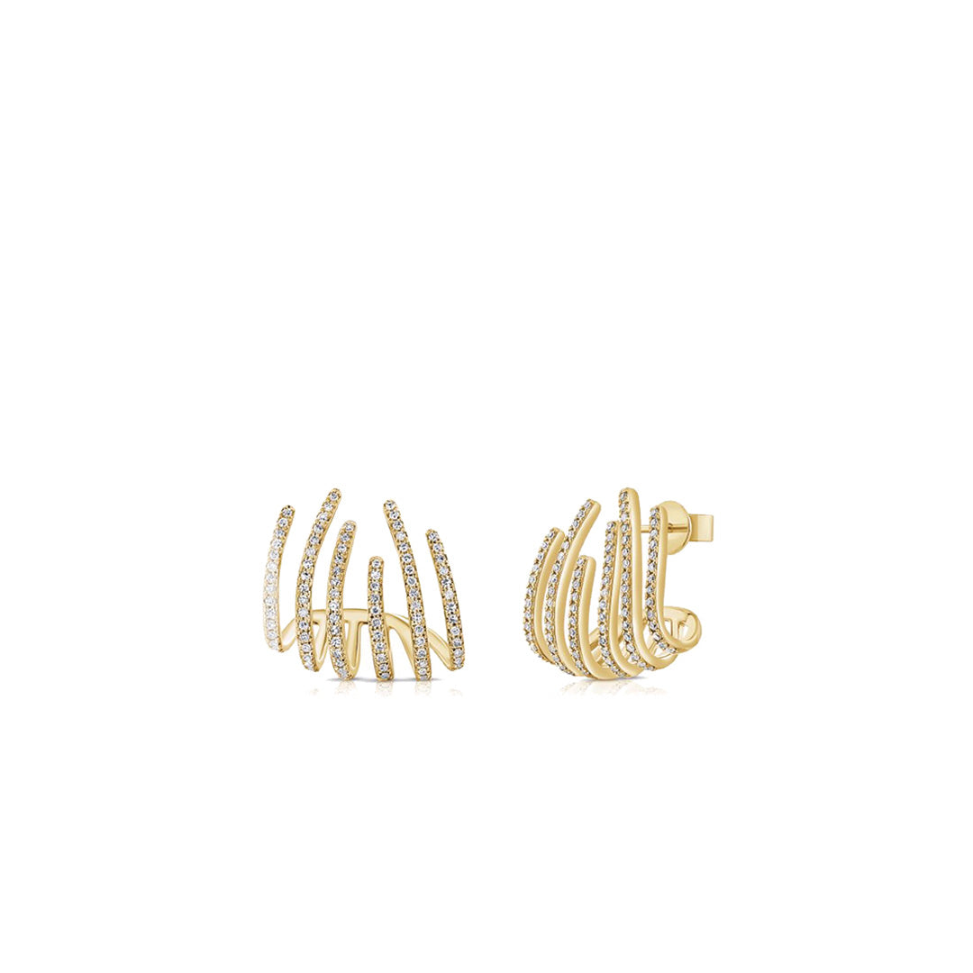 Diamond Cage Huggie Earrings