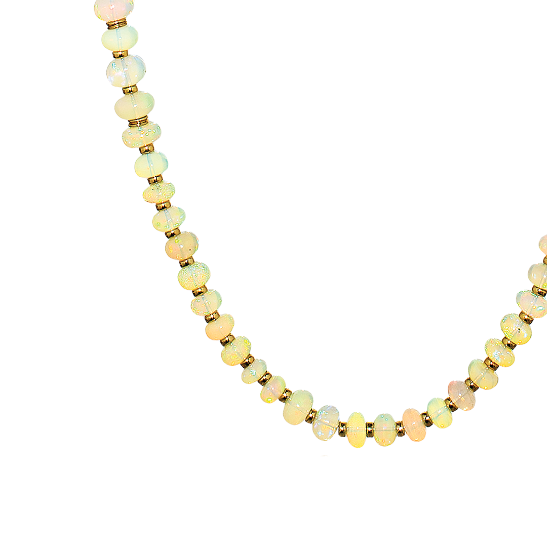 Green Opal Rondelle Bead Necklace