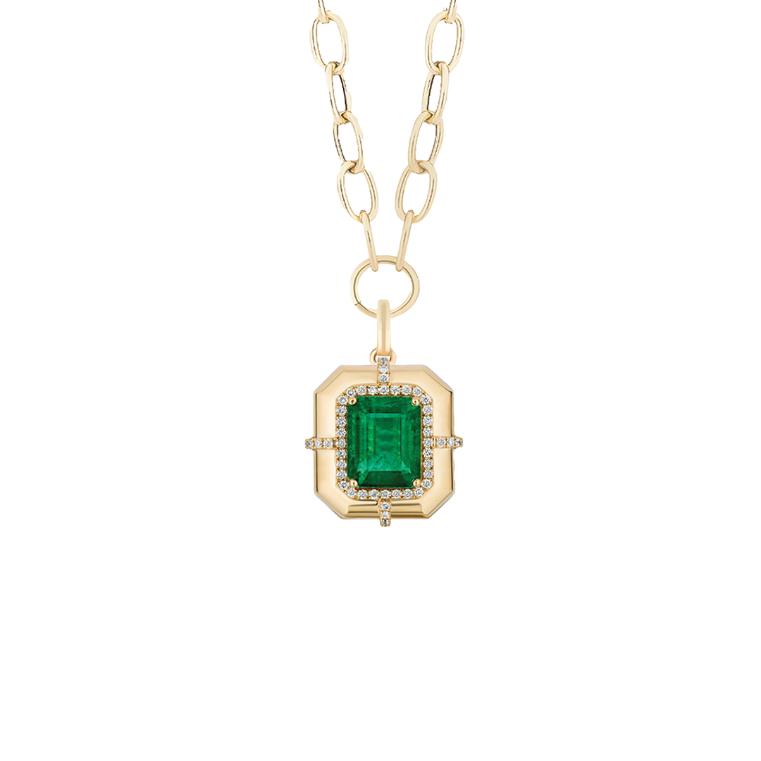 Emerald Pendant with Diamonds