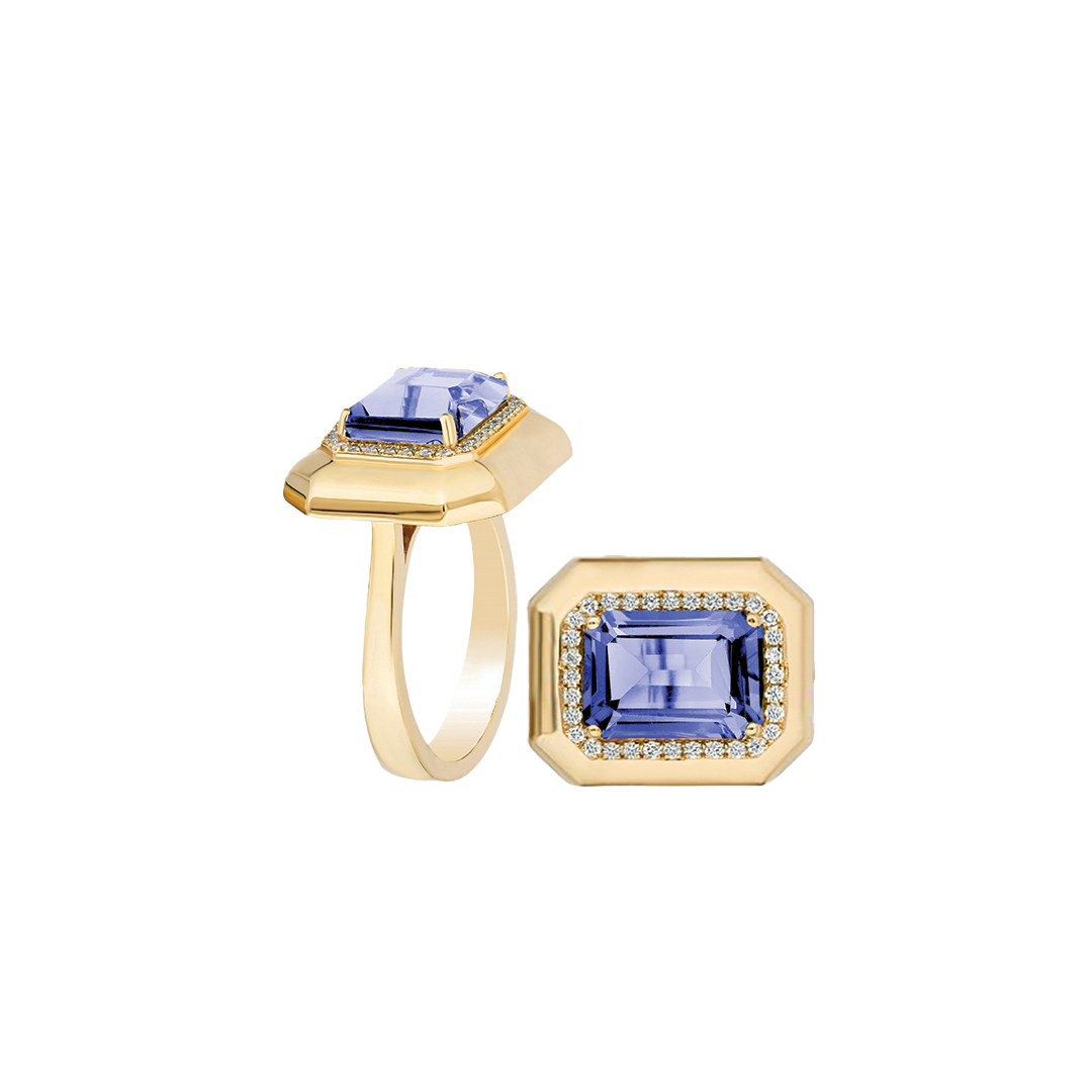 Emerald Cut Tanzanite Ring with Diamonds