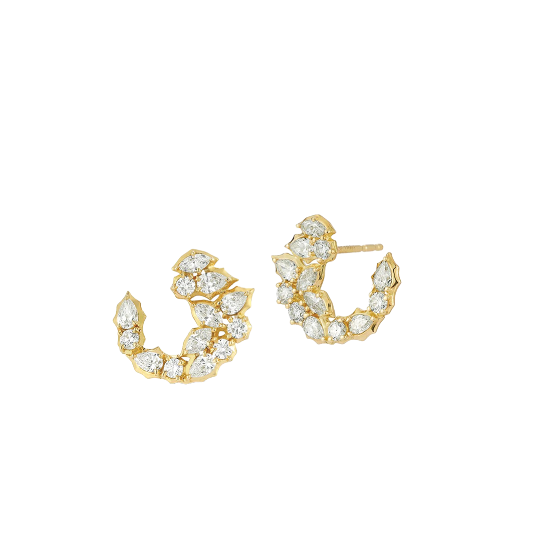 Round and Pear Shaped Diamond Hoop Earrings