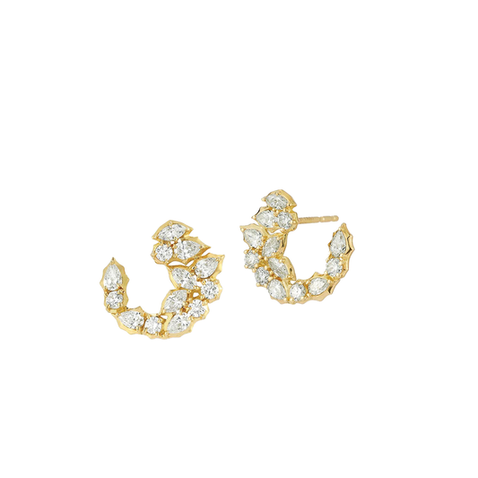 Round and Pear Shaped Diamond Hoop Earrings