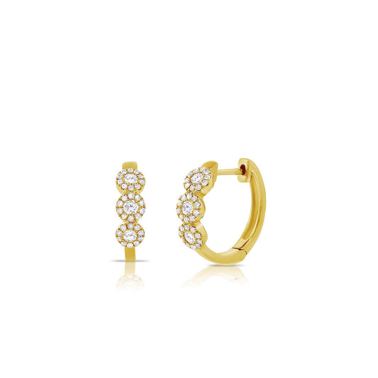 Cluster Diamond Huggie Hoop Earrings