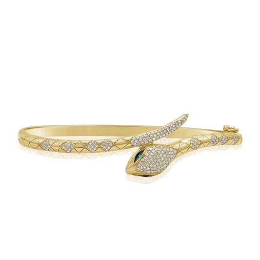 Diamond Snake Bangle with Turquoise Eyes