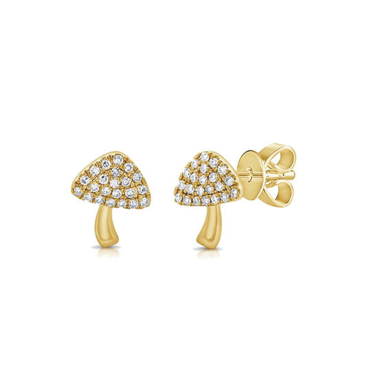 Pave Diamond Mushroom Stud Earrings