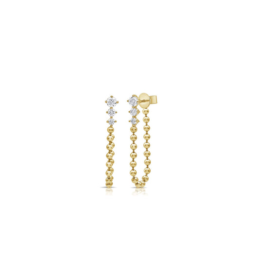 Diamond Tiered Drop Earrings with Looped Round Ball Chain