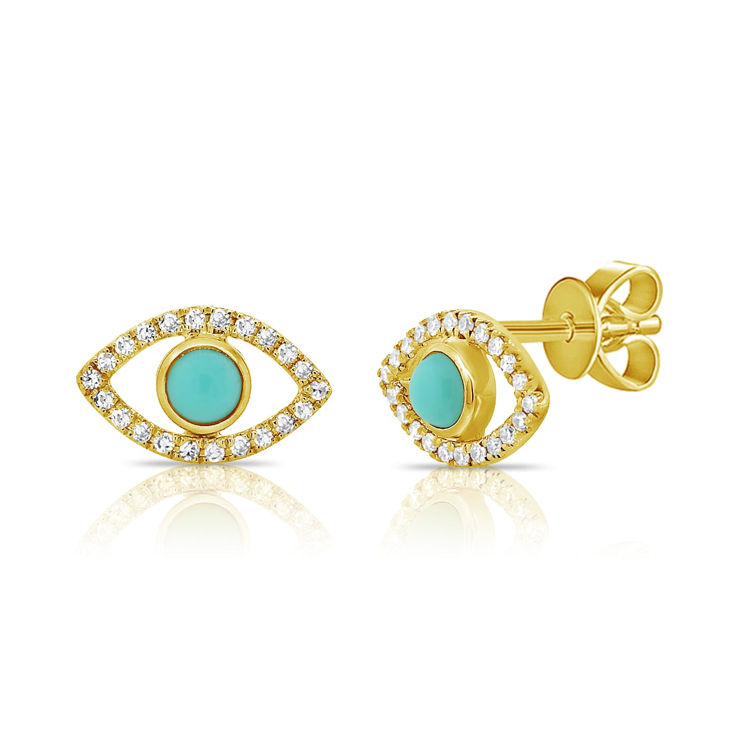 Evil Eye Stud Earrings in Gold