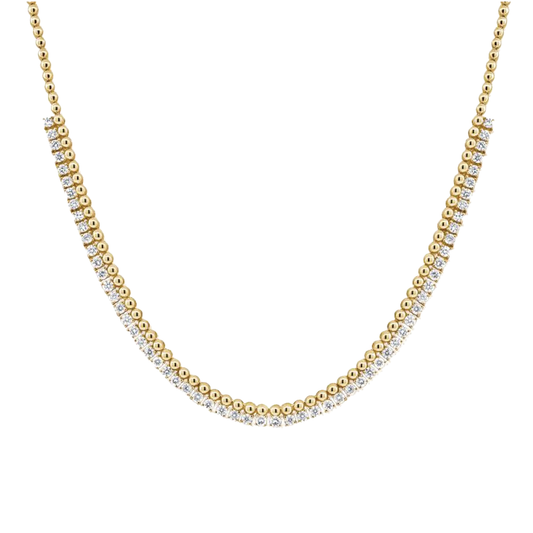 Diamond Necklace with Beaded Chain