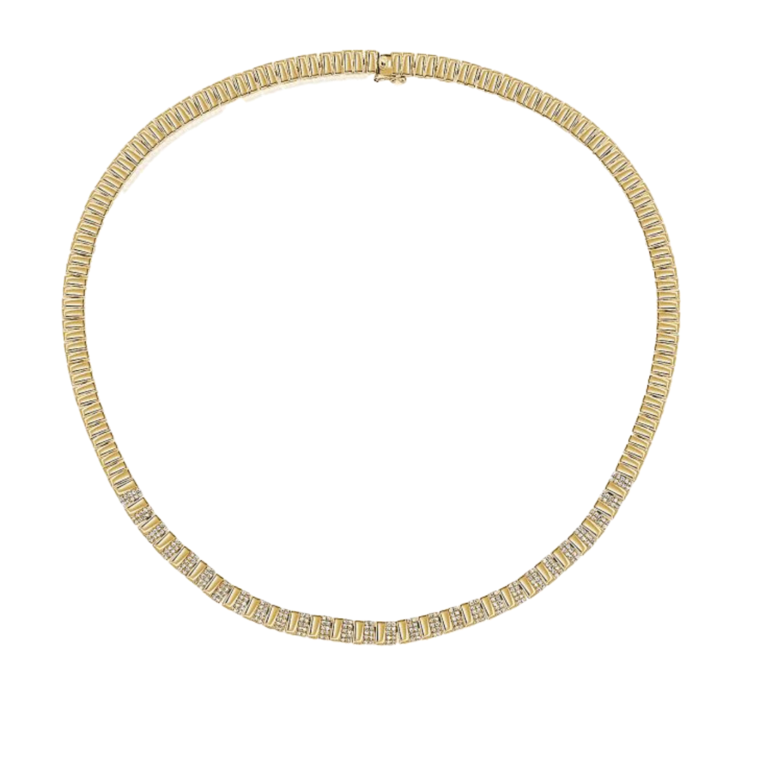 Diamond Necklace with Alternating Pave and Solid Bars