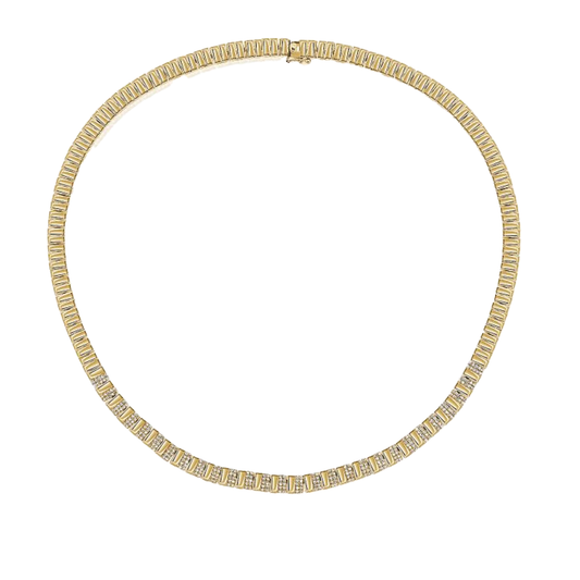 Diamond Necklace with Alternating Pave and Solid Bars