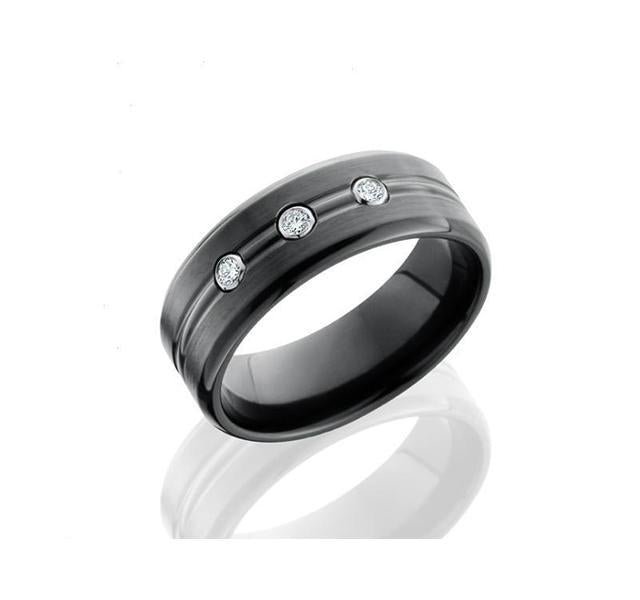 Black Zirconium and Diamond Band