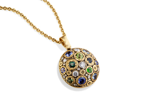 "Blooming Hill" Necklace with Multicolor Sapphires