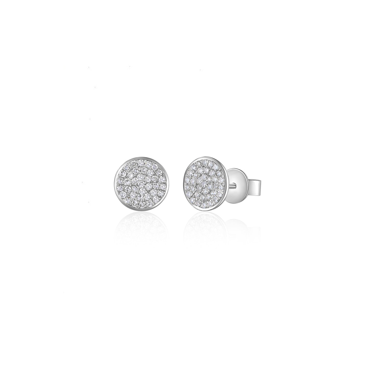 Diamond Pave Disc Stud Earrings