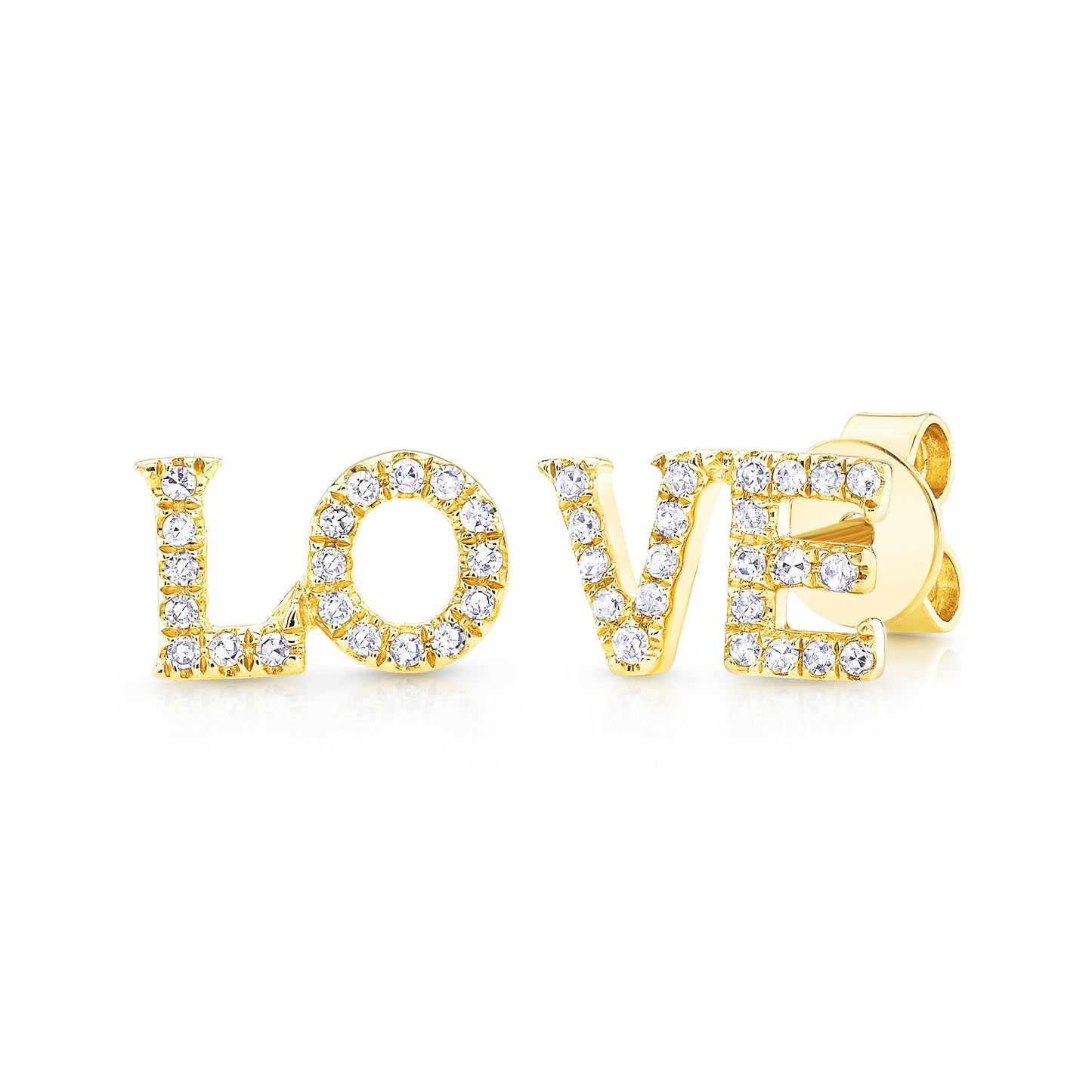 LO & VE Stud Earrings with Diamonds in Yellow Gold