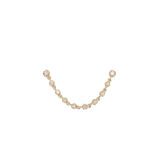 Single Diamond Chain Earring in Yellow Gold