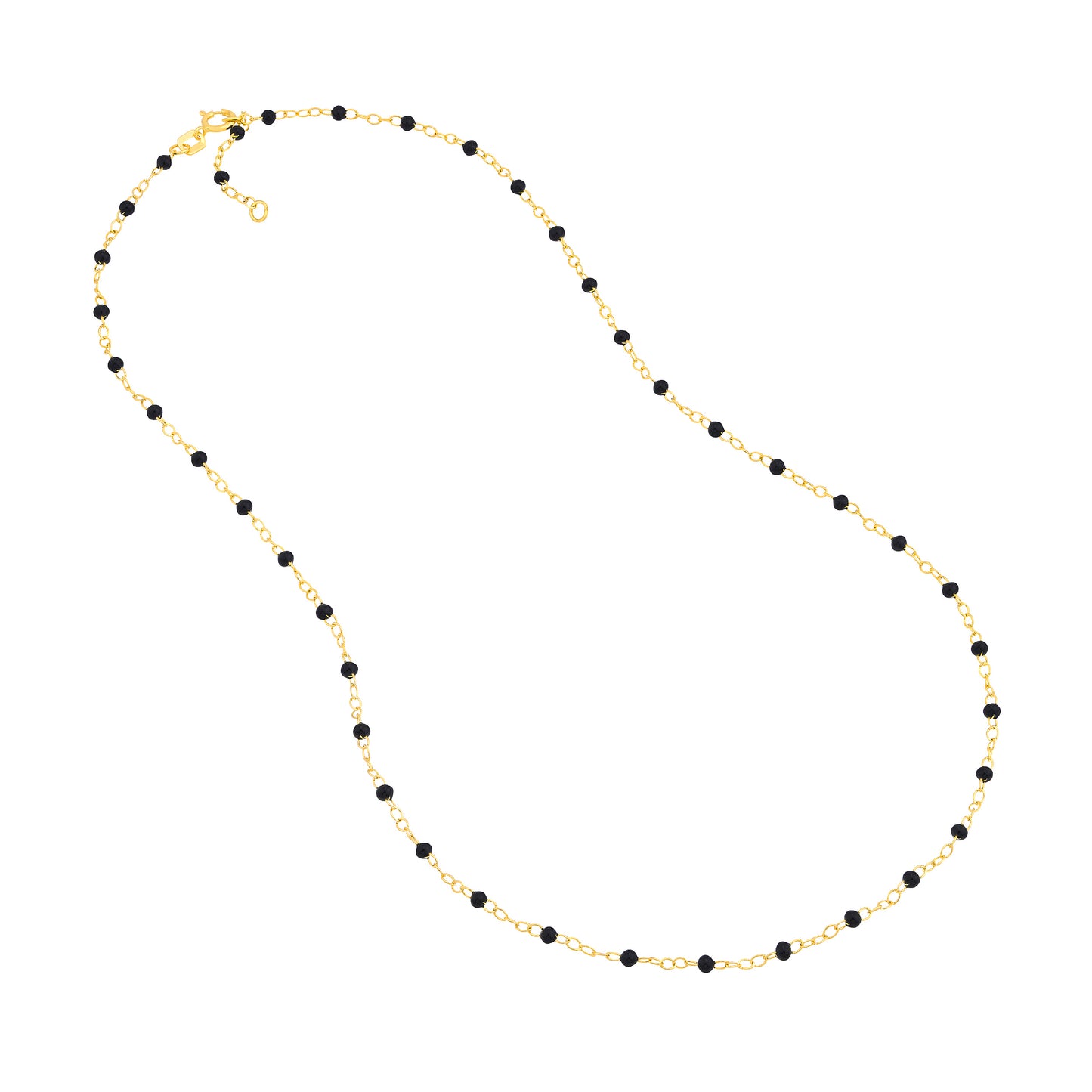 Black Enamel Bead Pitatto Chain Necklace