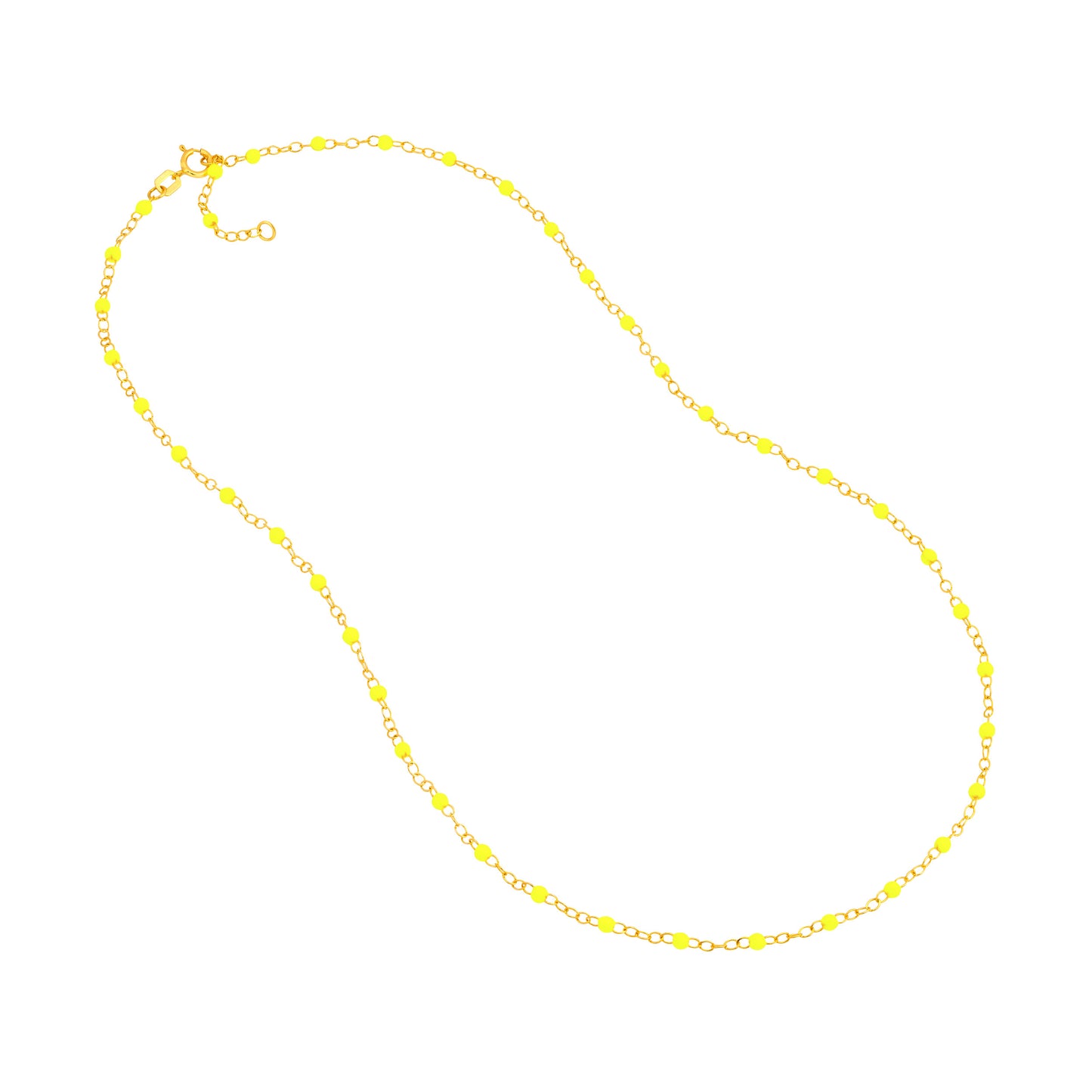 Neon Yellow Enamel Bead Piatto Chain Necklace