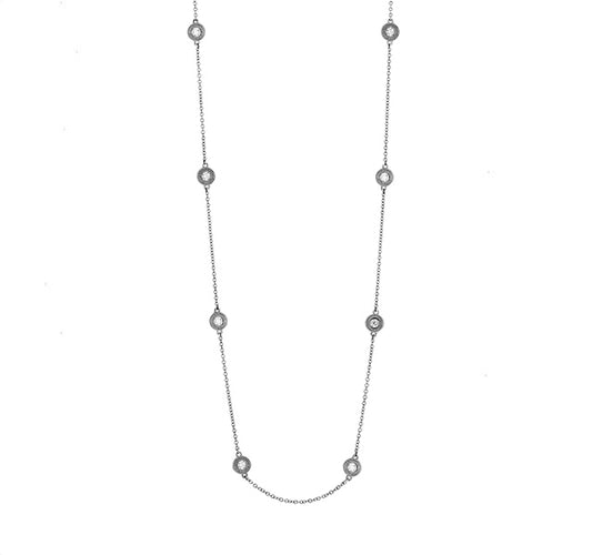 Diamond Station Necklace in White Gold