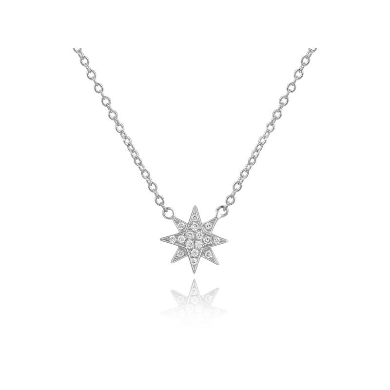 Diamond Star Necklace in White Gold