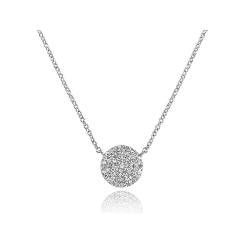 Diamond Disc Necklace in White Gold