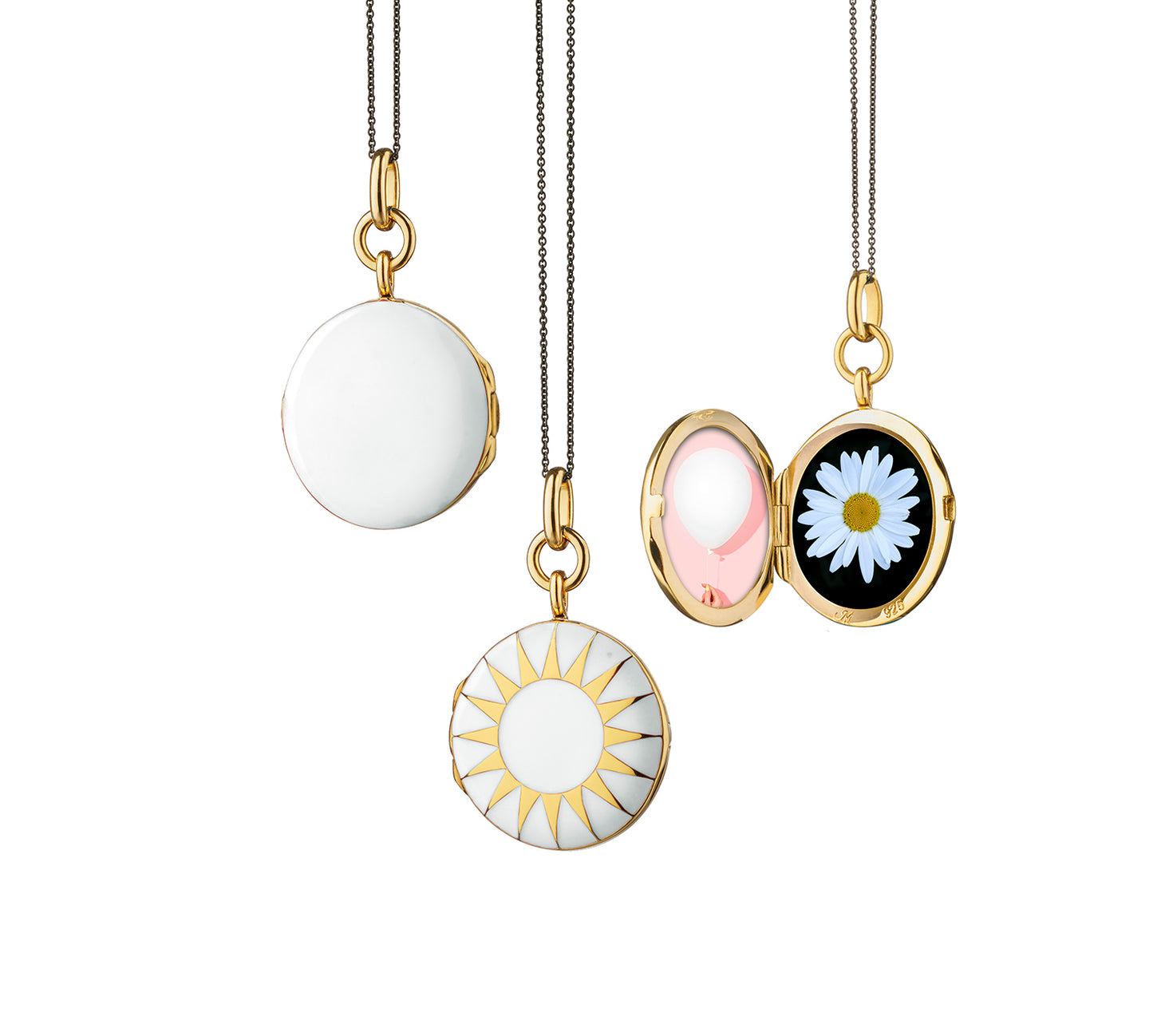 White Enamel and Vermeil Round Locket