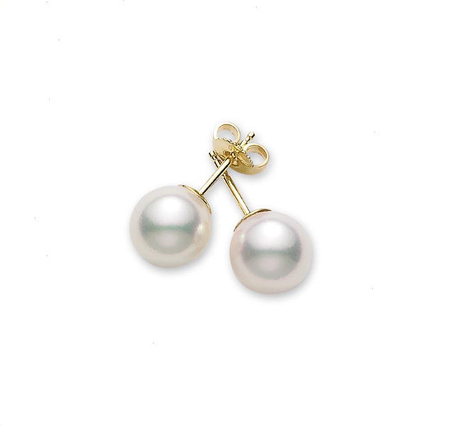 Akoya Pearl Stud Earrings A+ 7x7.5mm