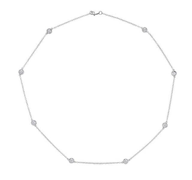 Diamond Station Necklace in White Gold