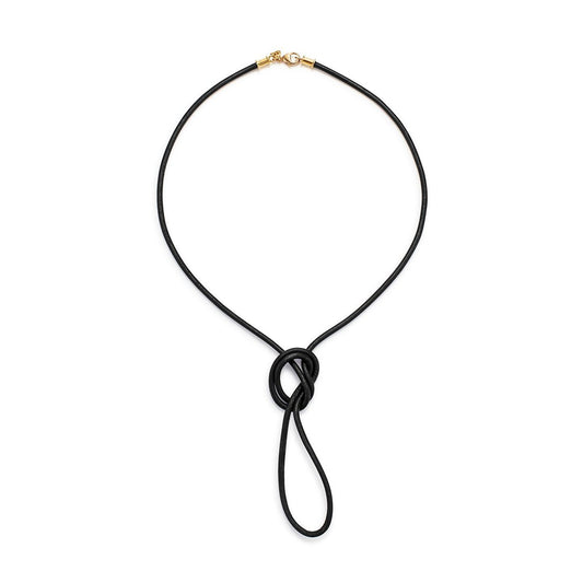 Black Leather Cord with Yellow Gold Clasp