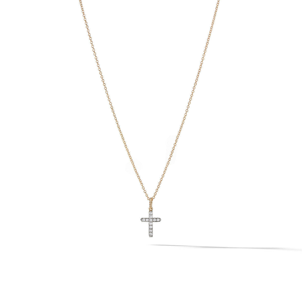 Cable Collectibles® Cross Necklace in 18K Yellow Gold with Pavé Diamonds