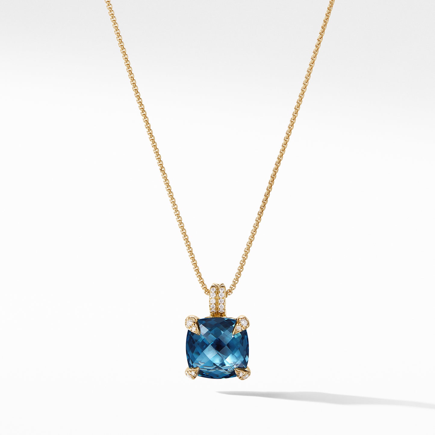 Pendant Necklace with Hampton Blue Topaz and Diamonds in 18K Gold