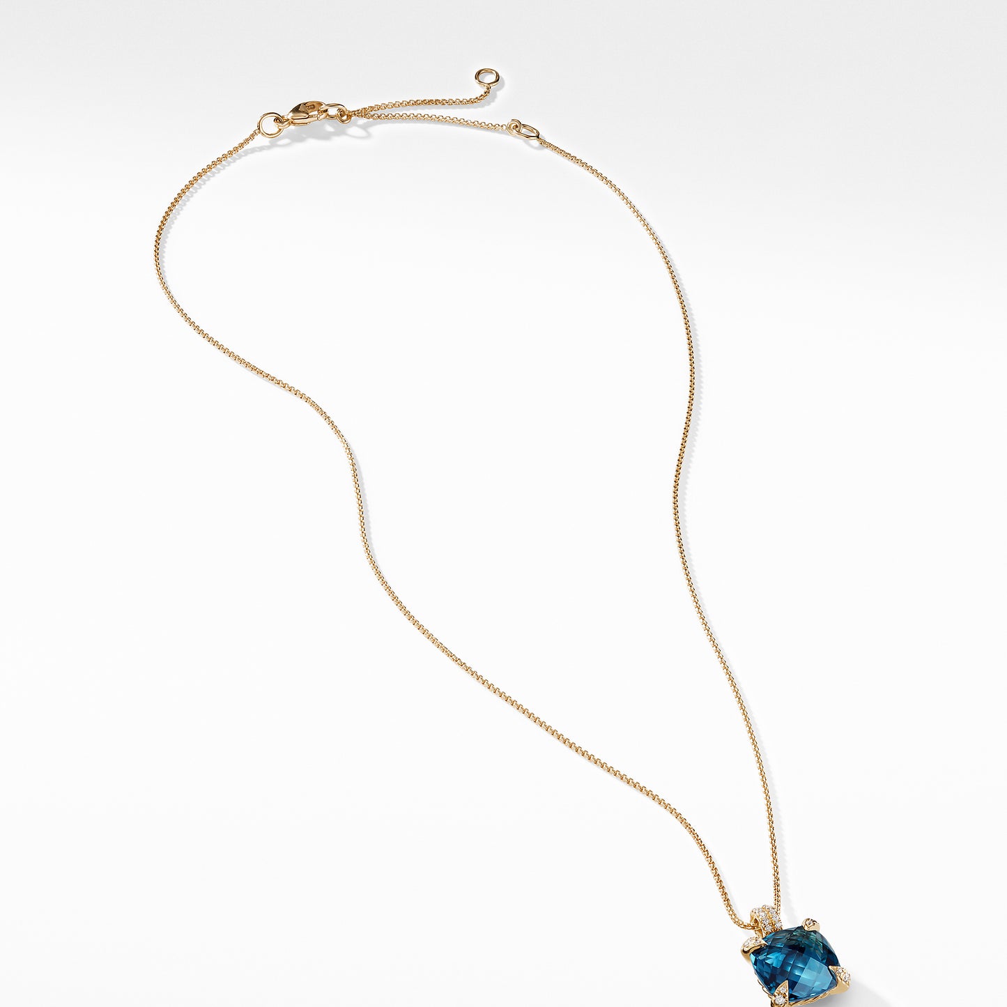 Pendant Necklace with Hampton Blue Topaz and Diamonds in 18K Gold