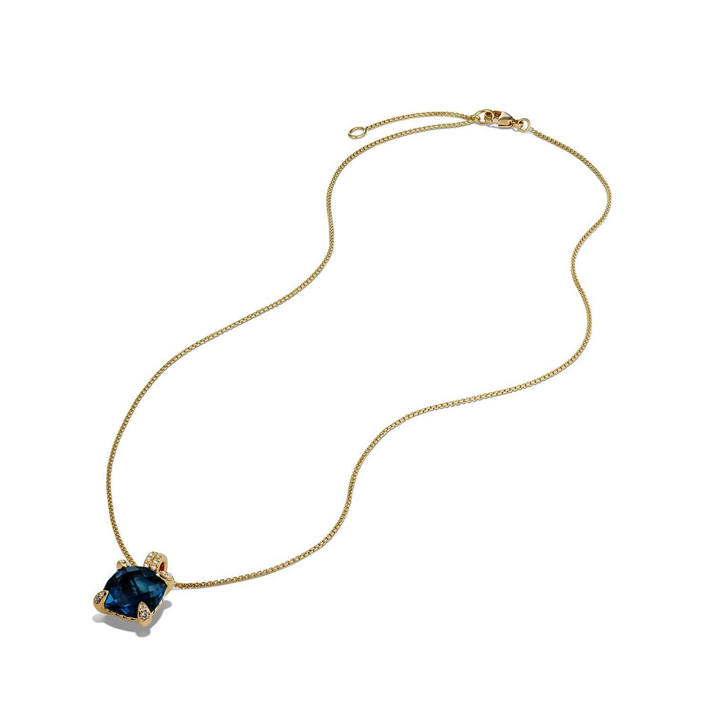 Pendant Necklace with Hampton Blue Topaz and Diamonds in 18K Gold