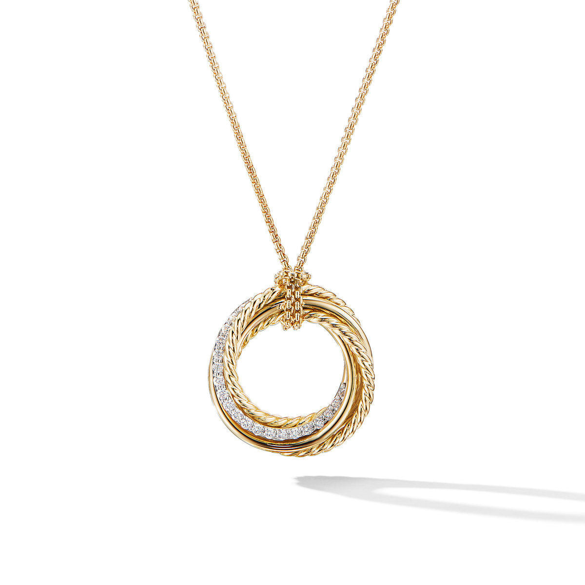 Crossover Pendant Necklace in 18K Yellow Gold with Pavé Diamonds