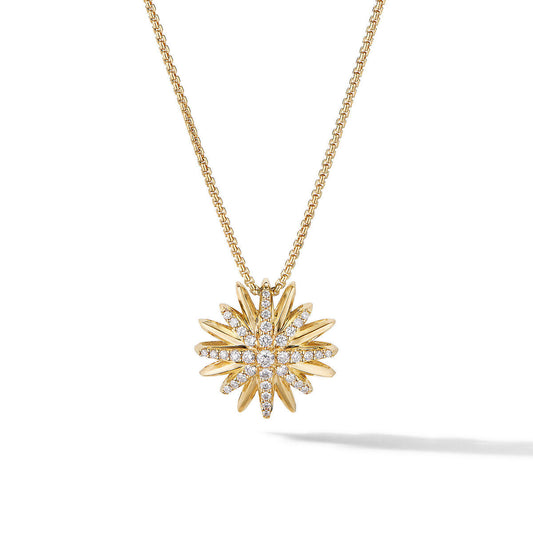 Starburst Pendant Necklace in 18K Yellow Gold with Diamonds