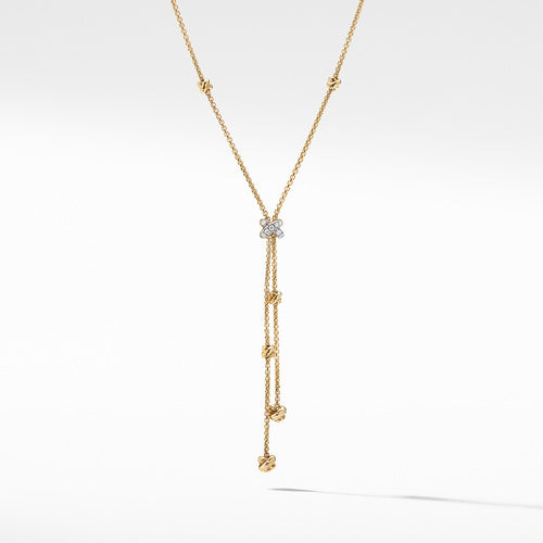 Petite Helena Y Necklace in 18K Yellow Gold with Diamonds