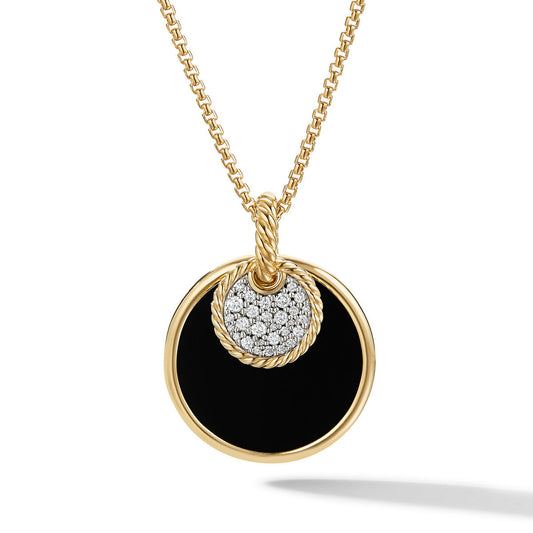 DY Elements Convertible Pendant Necklace in 18K Yellow Gold with Black Onyx and Mother of Pearl and Pavé Diamonds