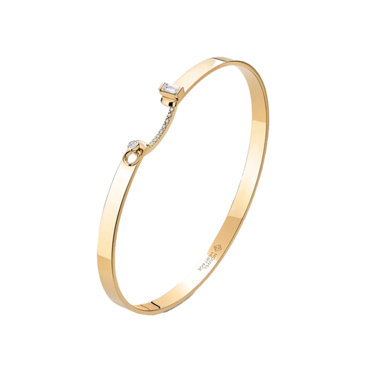 'Dinner Date' Bangle with Pave Diamond Clasp in Yellow Gold